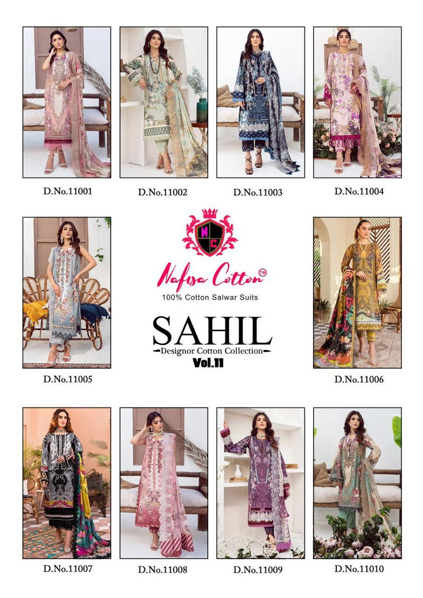 Nafisa Sahil Vol 11 Karachi Cotton Dress Material Catalog
